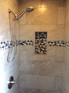Enclosed Shower Tiled with Inset Area